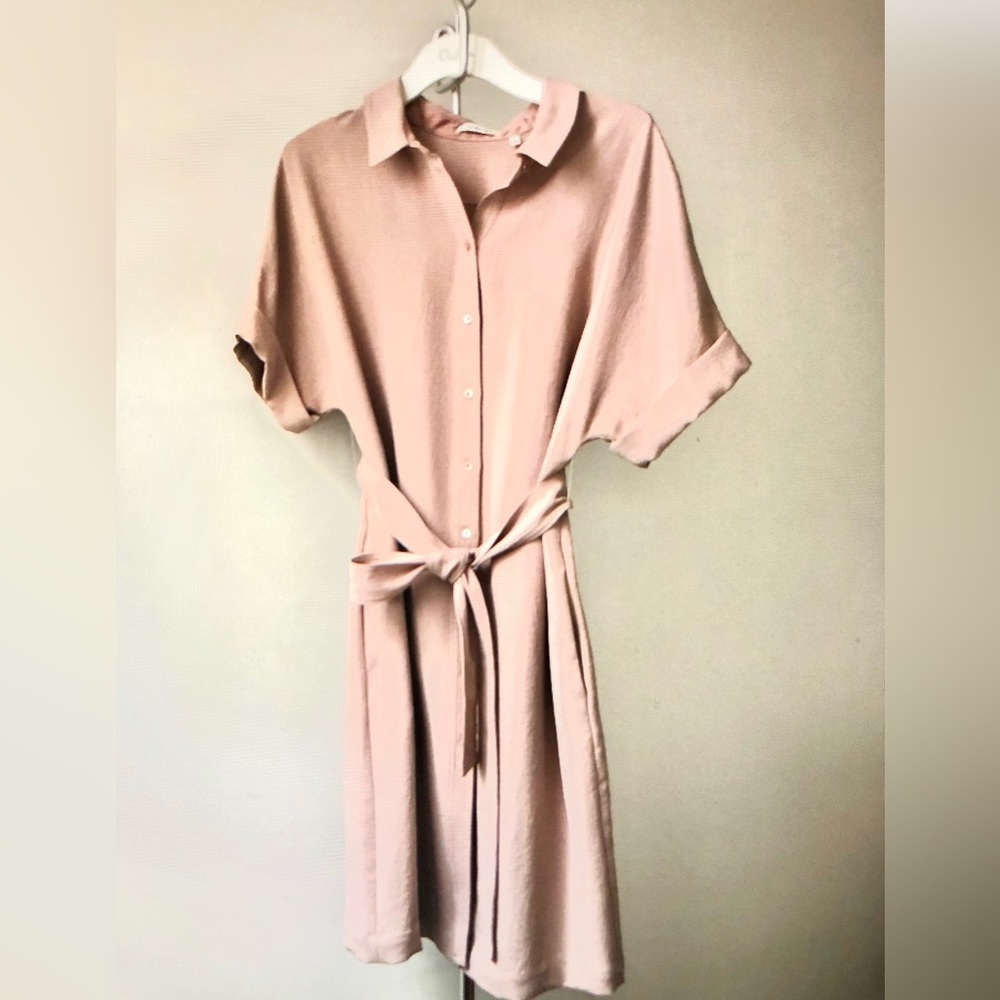 Szxxs  Blush pink aritizia babaton belted shirt dress